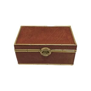 Chinese Leather Covered Trinket Box With Sticker Jewelry Box